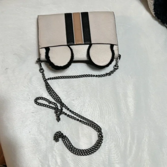 Coach Panda Bear Chain Crossbody Purse Black Antique Nickel / Chalk